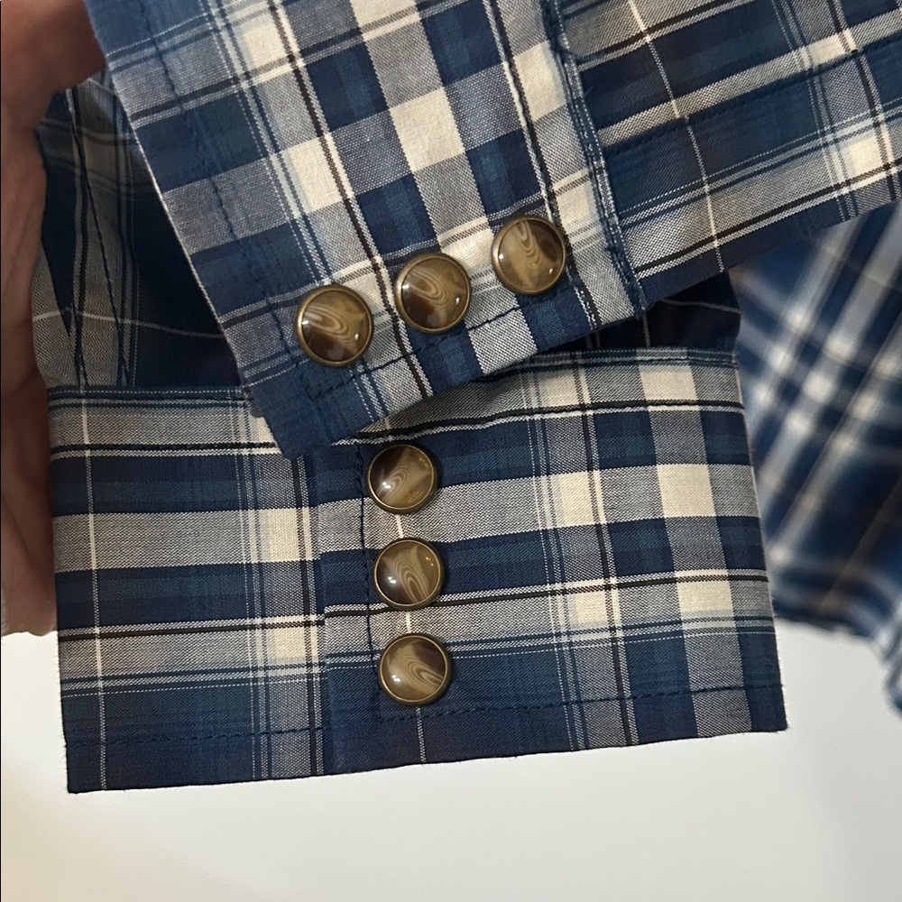 Pendleton Shirt Men’s M Navy Plaid Pearl Snap Frontier Long Sleeve Western NWT - Picture 6 of 14